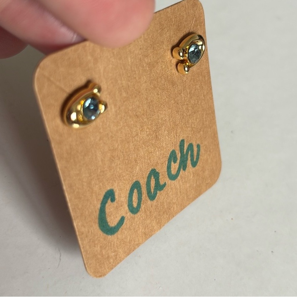 Lot of 2x EUC [Coach] Crystal Earrings, Lemon Charm Huggie & Signature Studs - Picture 12 of 12